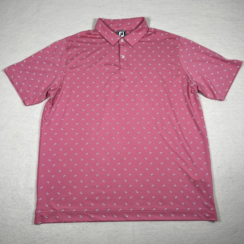 FootJoy Polo Shirt Mens‎ XL Pink Paisley Golf Performance Stretch Athletic